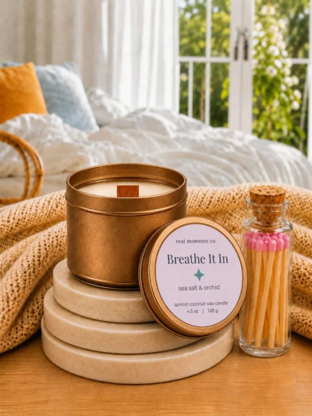 Breathe It In Candle, Sea Salt & Orchid, Self Care Candle Petite Gift Set